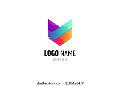 simple shield design logo with colorful gradient