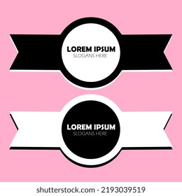 Simple shield frame logo template with pink background