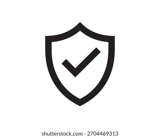 simple shield icon with checkmark in black  minimalist design for security ui and web