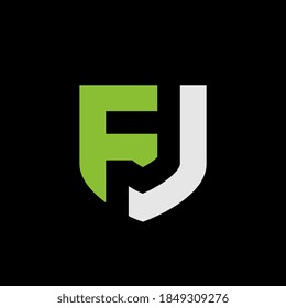 Simple shield with letter FJ JF, vector logo icon design template elements