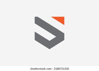 Simple Shield Letter S, Flat Geometric Logo Template