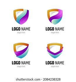 simple shield logo collection, protection guard vector icon collection