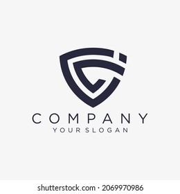 Ilustración de diseño de logotipo de escudo simple