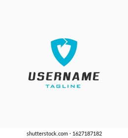 simple shield logo design inspiration . recycle shield logo template
