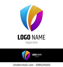 simple shield logo with gradient colors, protection guard vector icon