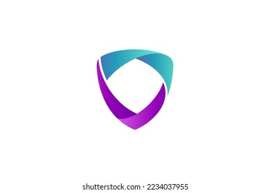 Simple shield logo with gradient purple and Tosca green