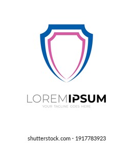 Simple shield logo template, Line style with modern icons