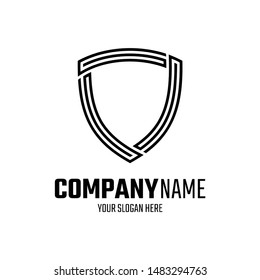 simple shield logo template.line style.shielding icon in black and white color.security and protector symbol.modern guard design