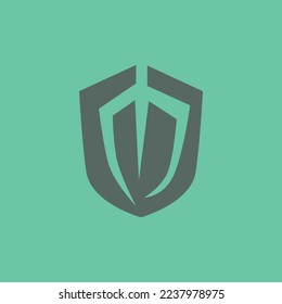 Einfaches Schild-Logo mit einem Trident. Logo für Unternehmen, Marken, Sport, Wirtschaft und Veranstaltungen.