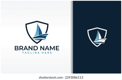 Simple shield with sailing boat inside