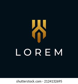 Ideas de diseño del logotipo de protección del blindaje y la llave mecánica simples
