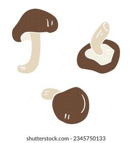 Simple Shiitake Mushroom Illustration Set, Vector Material