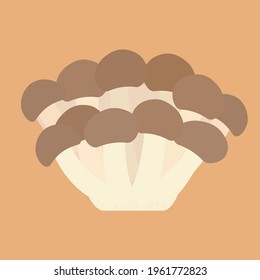 Simple Shimeji Mushroom Illustration, Flat Design