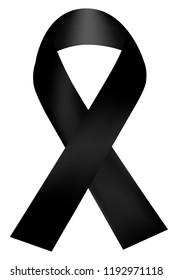 Simple shinning Black Ribbon, Isolated on White