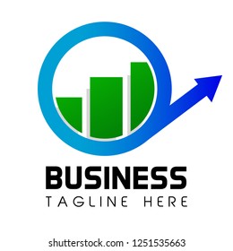 Simple Shinning Cirle arrow and bar Logo Business or investment oriented corporate