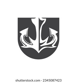 Simple Ship Anchor Logo Design, Silhouette Vector Illustration