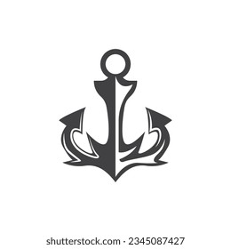 Simple Ship Anchor Logo Design, Silhouette Vector Illustration