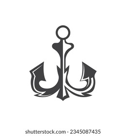 Simple Ship Anchor Logo Design, Silhouette Vector Illustration