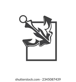 Simple Ship Anchor Logo Design, Silhouette Vector Illustration