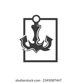 Simple Ship Anchor Logo Design, Silhouette Vector Illustration