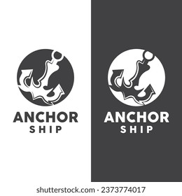 Simple Ship Anchor Logo Design, Silhouette Vector Illustration