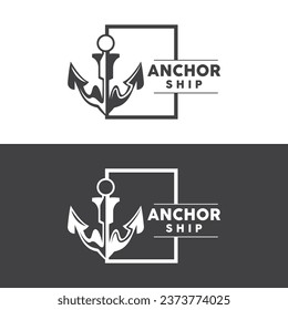 Simple Ship Anchor Logo Design, Silhouette Vector Illustration