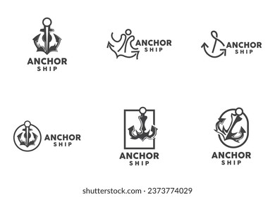 Simple Ship Anchor Logo Design, Silhouette Vector Illustration
