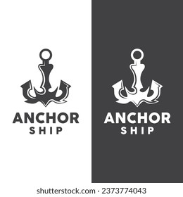 Simple Ship Anchor Logo Design, Silhouette Vector Illustration