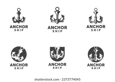 Simple Ship Anchor Logo Design, Silhouette Vector Illustration