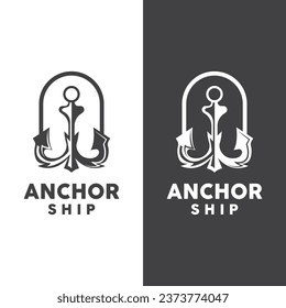Simple Ship Anchor Logo Design, Silhouette Vector Illustration