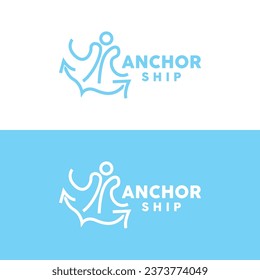 Simple Ship Anchor Logo Design, Silhouette Vector Illustration