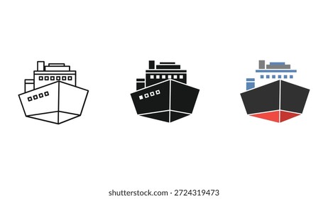 Conjunto de iconos de nave simple en varios estilos de diseño