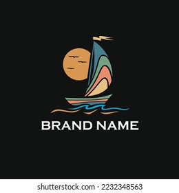 simple ship illustration logo concept