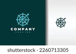 simple ship steering up logo