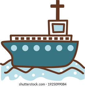 A simple ship that goes on the waves.