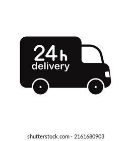 A simple shipping fast delivery truck silhouette. Flat icon vector illustration for UI graphic design.