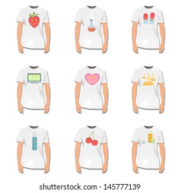 simple shirt with cute illustrations inside. Vector design.