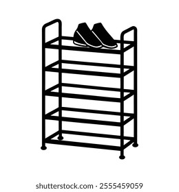 simple shoe rack vector silhouette illustration