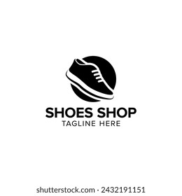 Vector simple del logotipo de la tienda de zapatos. Icono de la tienda de zapatos modernos.