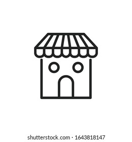 Icono de línea de tienda simple. Pictograma de trazo. Ilustración vectorial aislada en un fondo blanco. Símbolo de calidad superior. Signo de vector para aplicaciones móviles y sitios web.