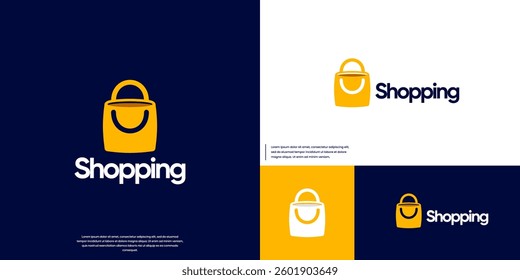 simple shopping bag logo, commerce symbol, digital services, graphic design template.
