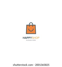 logotipo de bolso de compra simple con estilo de arte de línea para tienda o plantilla de logotipo de tienda en línea
