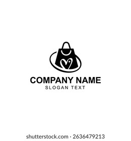 Simple shopping bag love logo with circle