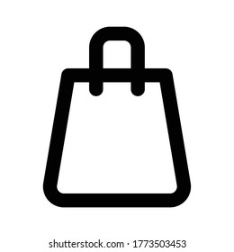 Simple shopping bag outline vector icon. Sale shopping bag line icon on white background.