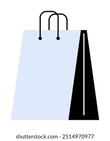 Uma sacola de compras simples com duas alças, mostradas nas cores azul claro e preto. Ideal para comércio eletrônico, varejo, compras, embalagem e promoções de vendas. Estilo minimalista. Adequado para impressão e digital