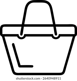 Simple Shopping Basket Icon Design Black and White Style Isolated on White Background