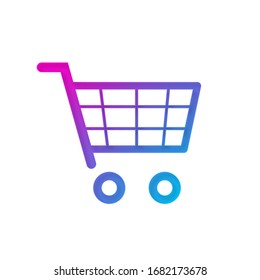 Simple shopping cart icon with color gradient