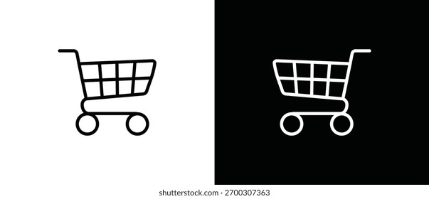 Simple shopping cart icon. Web store shopping cart icon. Shop and sale icon, black and white vector illustration. Editable stroke.