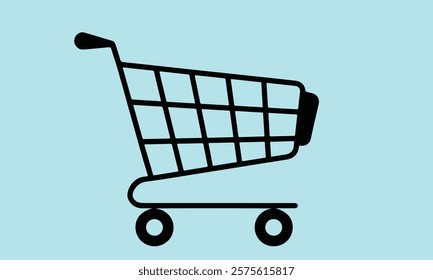 Simple Shopping cart with shopping trolley for super shop and supershop add to cart trolley icon with wheel and light-weight cart for shops.