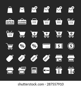 Simple shopping icon set vector, black color